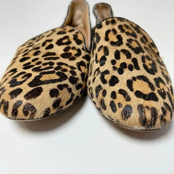 J.crew Addie Leopard Print Loafer Leather Calf Hair Smocking Shoes - Picture 5 of 11